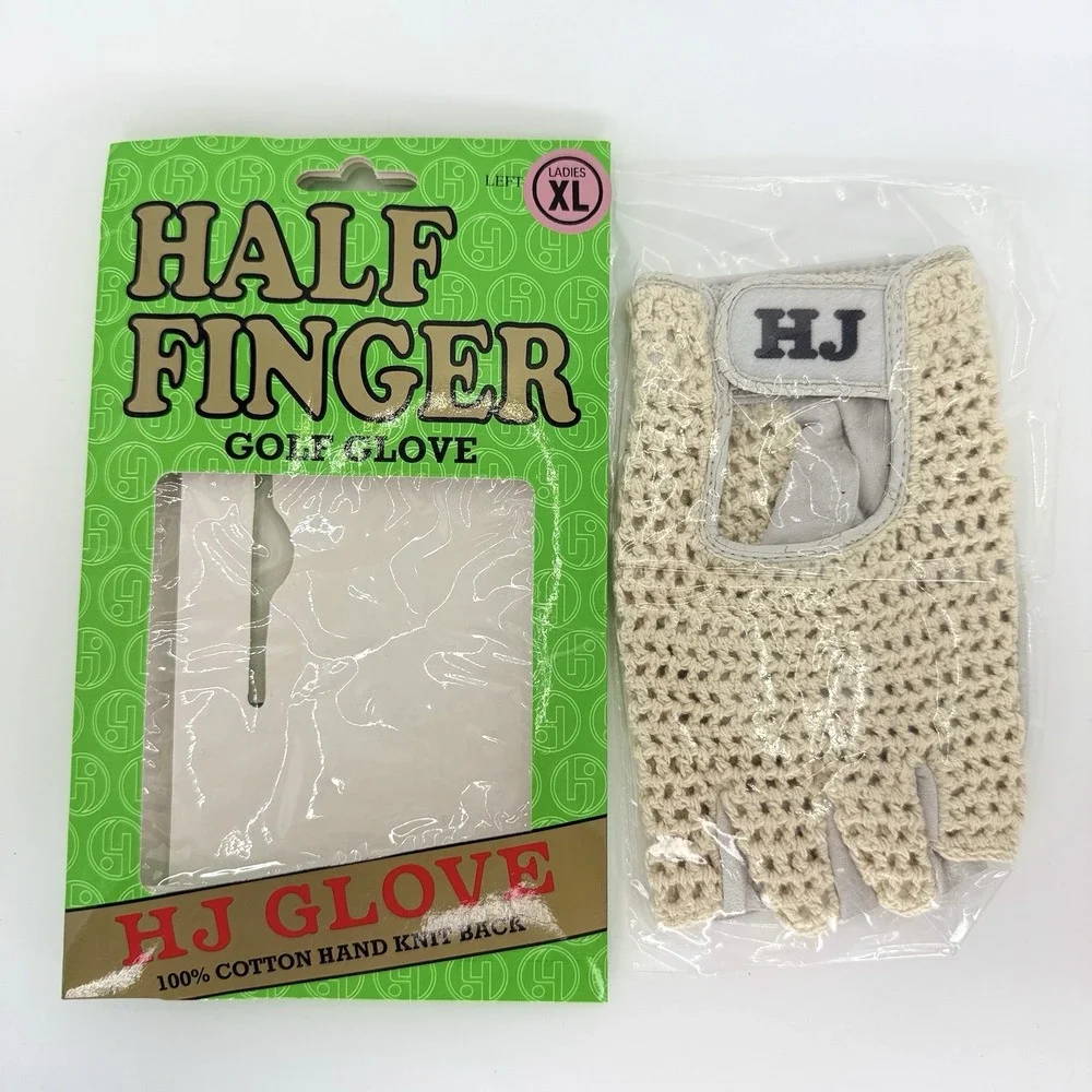 VTG HJ Glove Half Finger Golf Glove Ladies XL Left Hand Cotton Knit‎ Lot of 2